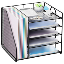 跨境办公桌收纳金属文件架书立5层铁艺收纳架办公室文件放置架