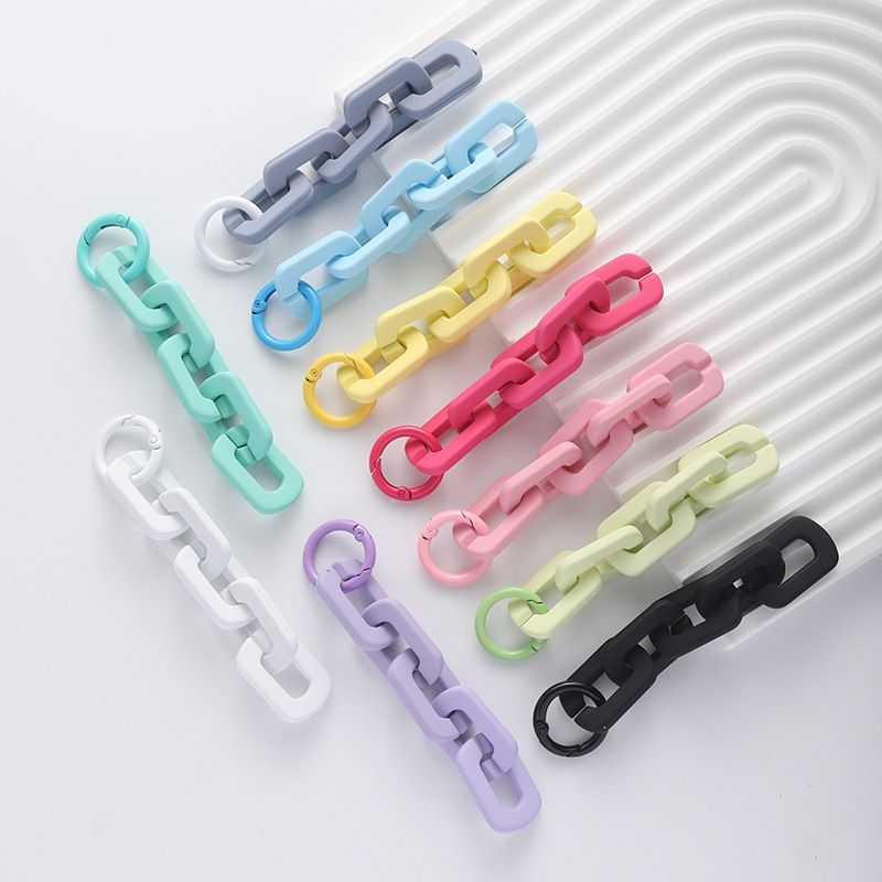 Matte Frosted Chain Rubber Paint Frosted Multi-Color Acrylic Mobile Phone Chain Buckle Bag Key Chain Jewelry Accessories