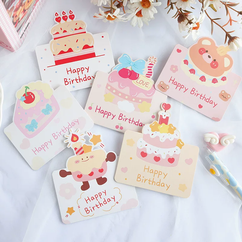 Amazon поздравительная открытка с именем дня рождения 3D Торт поздравления simple message card пустая открытка цветовому магазину