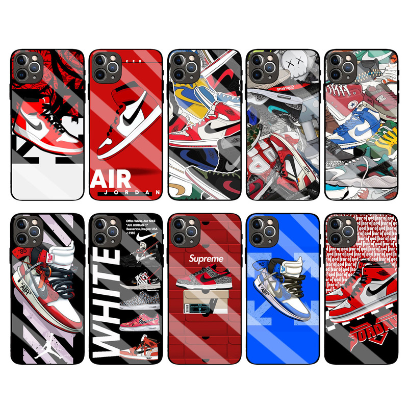 16 Trendy Brand Aj Shoes Glass Phone Case 17 Suitable for iPhone 15 Pro Max Jacket Jordan 13 Case 14 Men