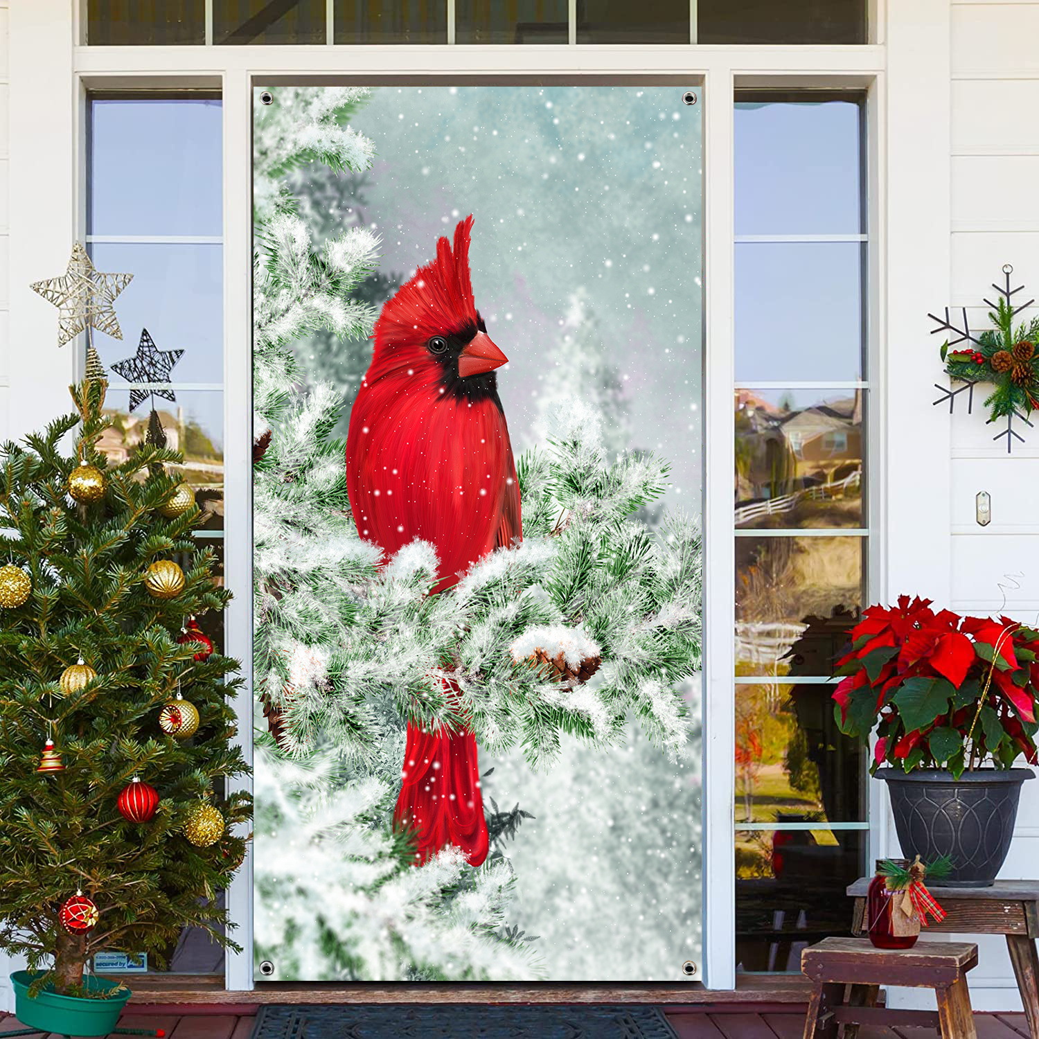 Nuevo estilo transfronterizo cubierta de puerta de Navidad puerta colgante decoración de puerta escena festiva decoración accesorios suministros de Navidad al por mayor