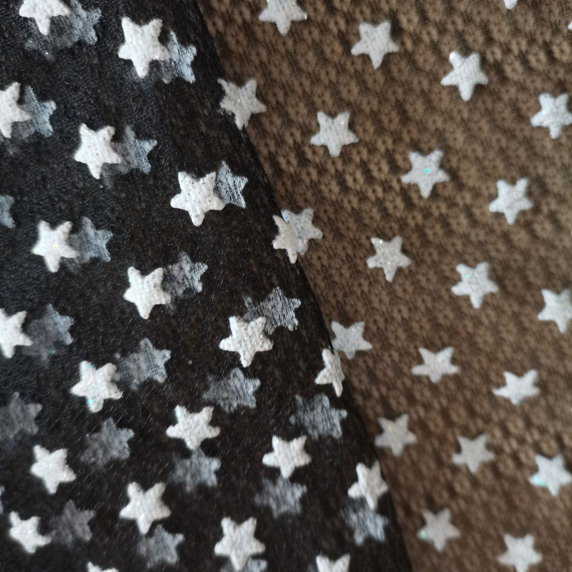 网布烫金皇冠爱心星星面料 连衣裙舞蹈用布 多种工艺网纱涤纶布