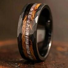 T 48929 Wood Inlay Stainless Steel Ring ľ����Ƕ����ֽ�ָ