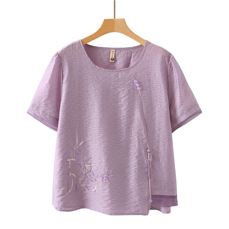 Mom's Summer Cotton and Linen Suit 2026 New Fashion Stylish Short-Sleeve Middle-Aged Women's Clothing Chinese Style Thin T-Shirt Mom's Summer Cotton and Linen Suit 2026 New Fashion Stylish Short-Sleeve Middle-Aged Women's Clothing Chinese Style Thin T-Shirt