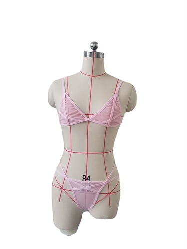 Foreign trade European and American sexy lingerie women's mesh transparent strap bra and underwear three-point set dropshipping