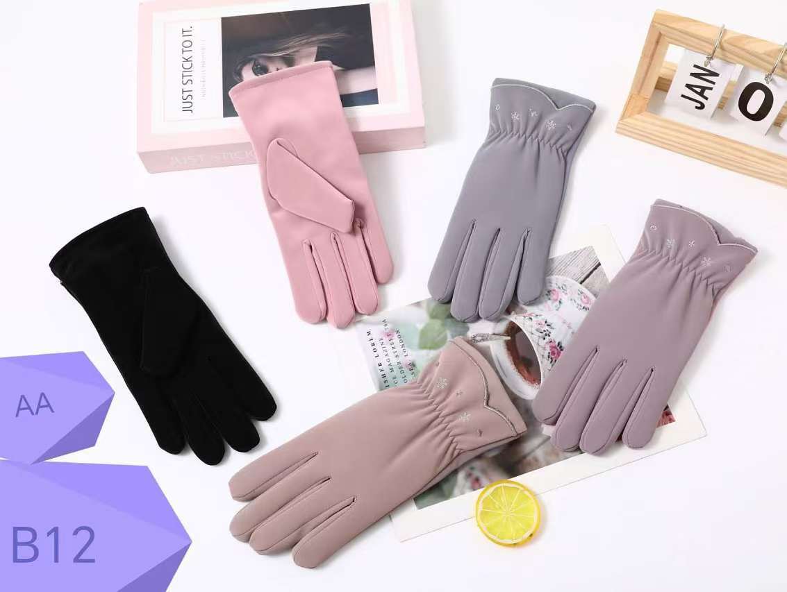 Guantes de invierno para mujer forrados de lana engrosada estudiante cálido resistente al frío pantalla táctil conducción guantes de coche eléctrico al por mayor