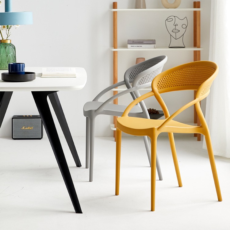 Nordic Simple Backrest Chair Household Plastic Dining Chair Outdoor Leisure Chair Thickened Stackable Creative Fashion Stool