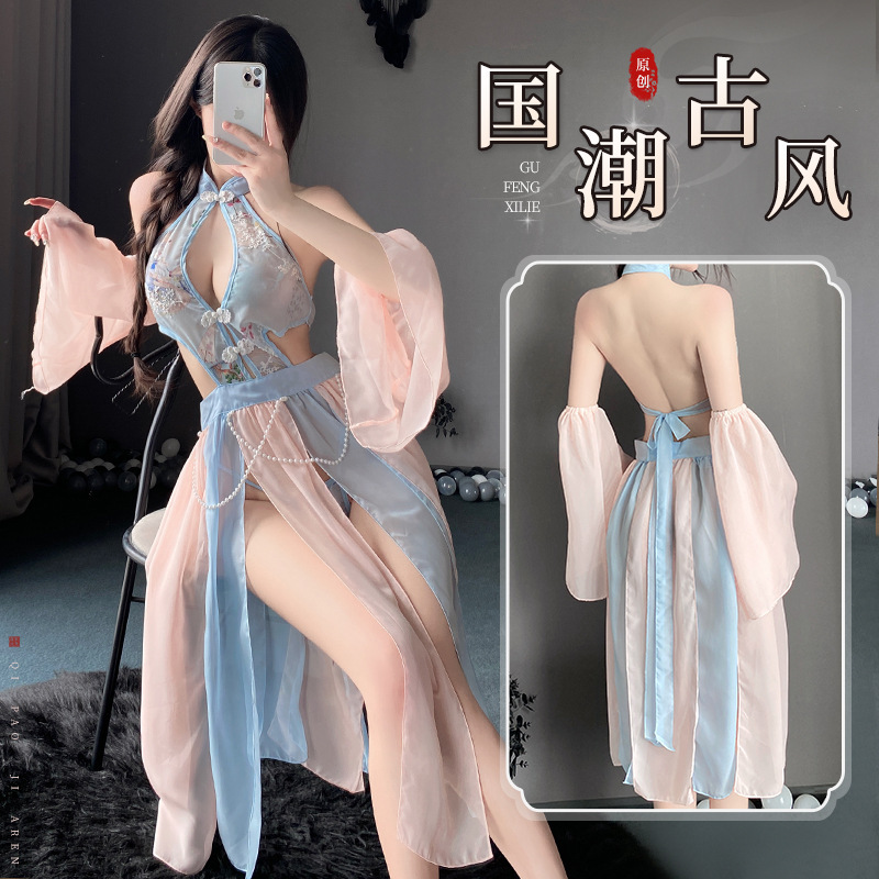 Sexy lingerie pajamas hot temptation pure perspective ancient costume retro Chinese dress cheongsam free suit 2863 Sexy lingerie pajamas hot temptation pure perspective ancient costume retro Chinese dress cheongsam free suit 2863