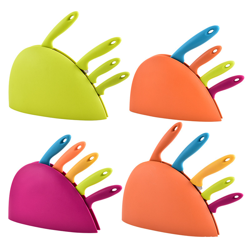 Utensilios de cocina Cuchillo colorido Juego de 6 piezas Mango de caparazón de tortuga Pequeño caparazón de tortuga Cubierta de asiento de color Cuchillo de chef Cuchillo de carne Cuchillo multiusos