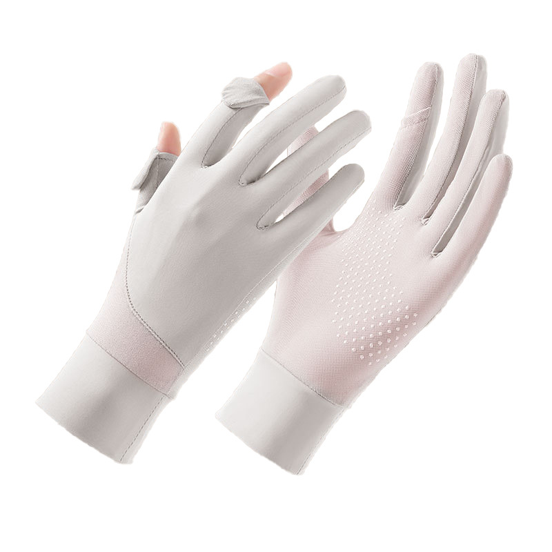 Guantes de seda de hielo de verano, nuevo estilo, protección solar, protección UV, sensación de frío, transpirable y antideslizante, guantes de ciclismo con todos los dedos