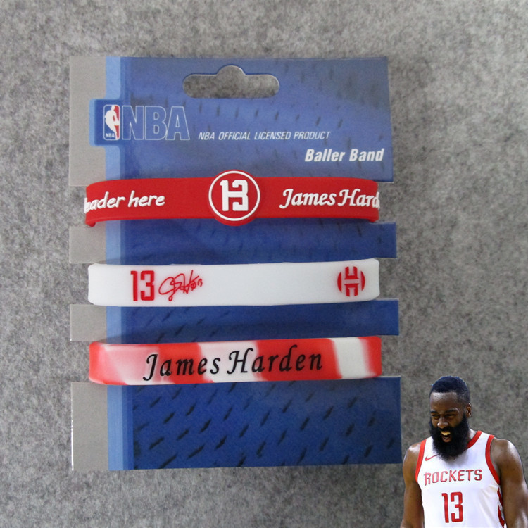 Estrella de baloncesto Kobe James Owen Currillos firma ajustable pulsera mixta blanca de tres piezas para fanáticos