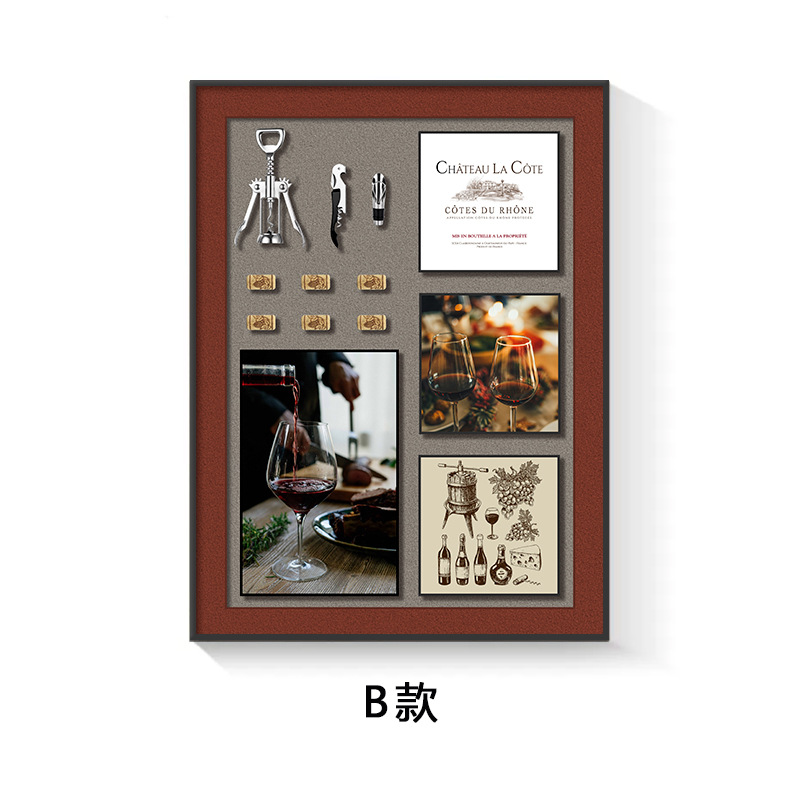 Pintura de decoración de restaurante Pintura colgante de arte tridimensional Pintura de instalación física de copa de vino minimalista moderna Pintura mural de sala de muestra de gabinete de vino