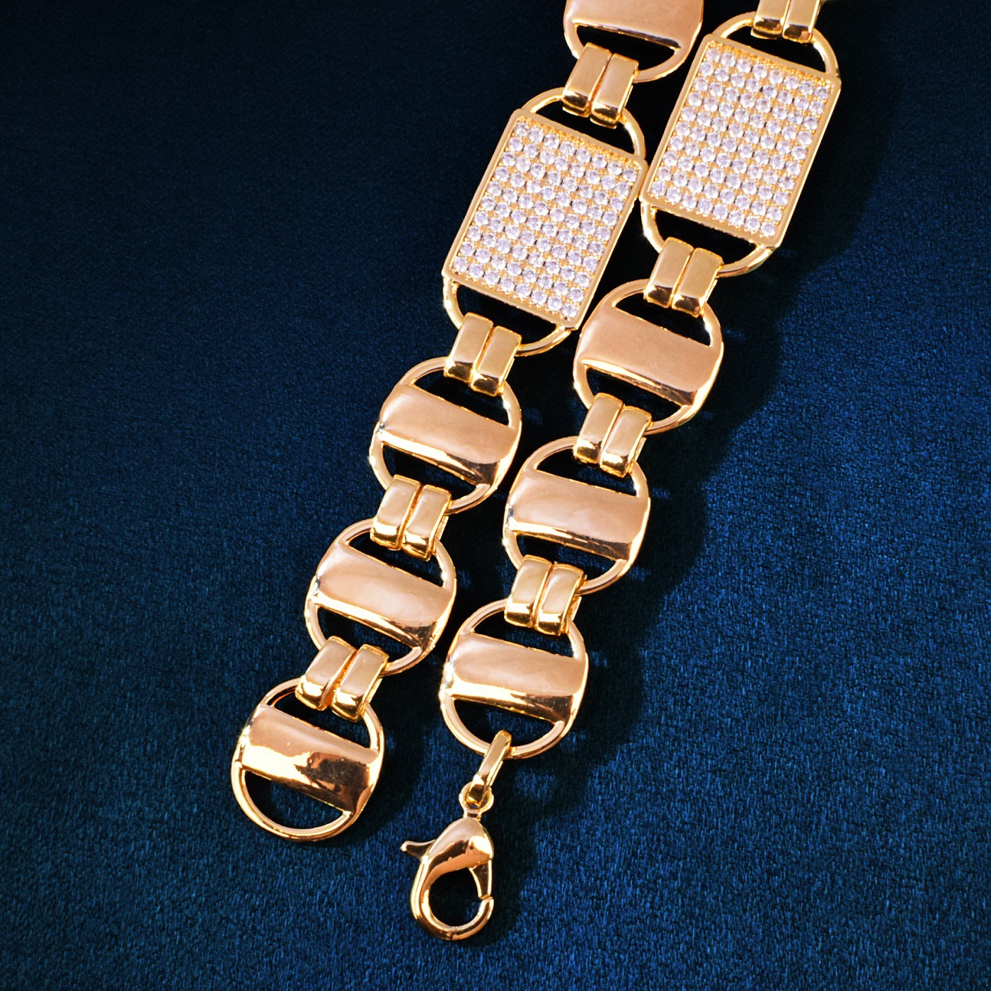 Hip-hop Square Zircon Necklace, Personalized Copper Chain Jewelry_voghion.com