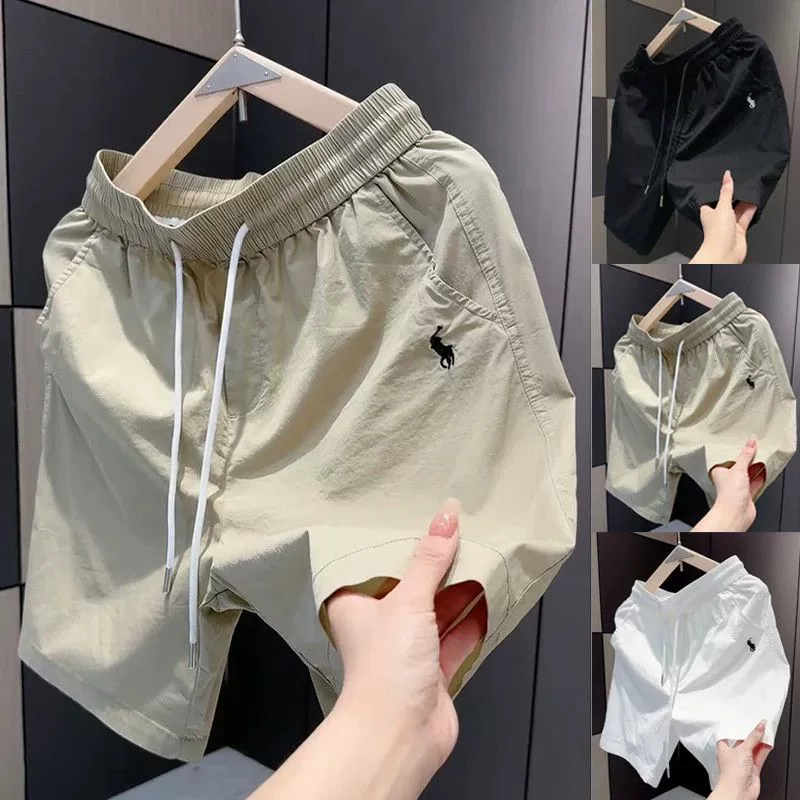 2025 Летние новые мужские повседневные шорты свободные прямые спортивные быстрые сухие пляжные брюки американские дикие укороченные брюки