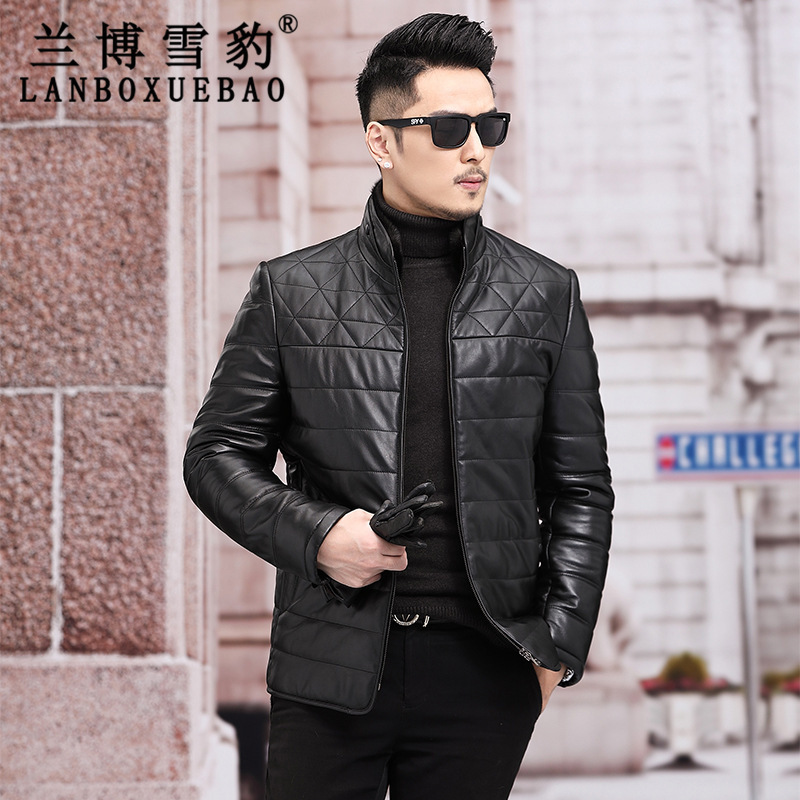 Factory Direct new imported first layer sheepskin down jacket men's mid-length stand collar slim casual jacket