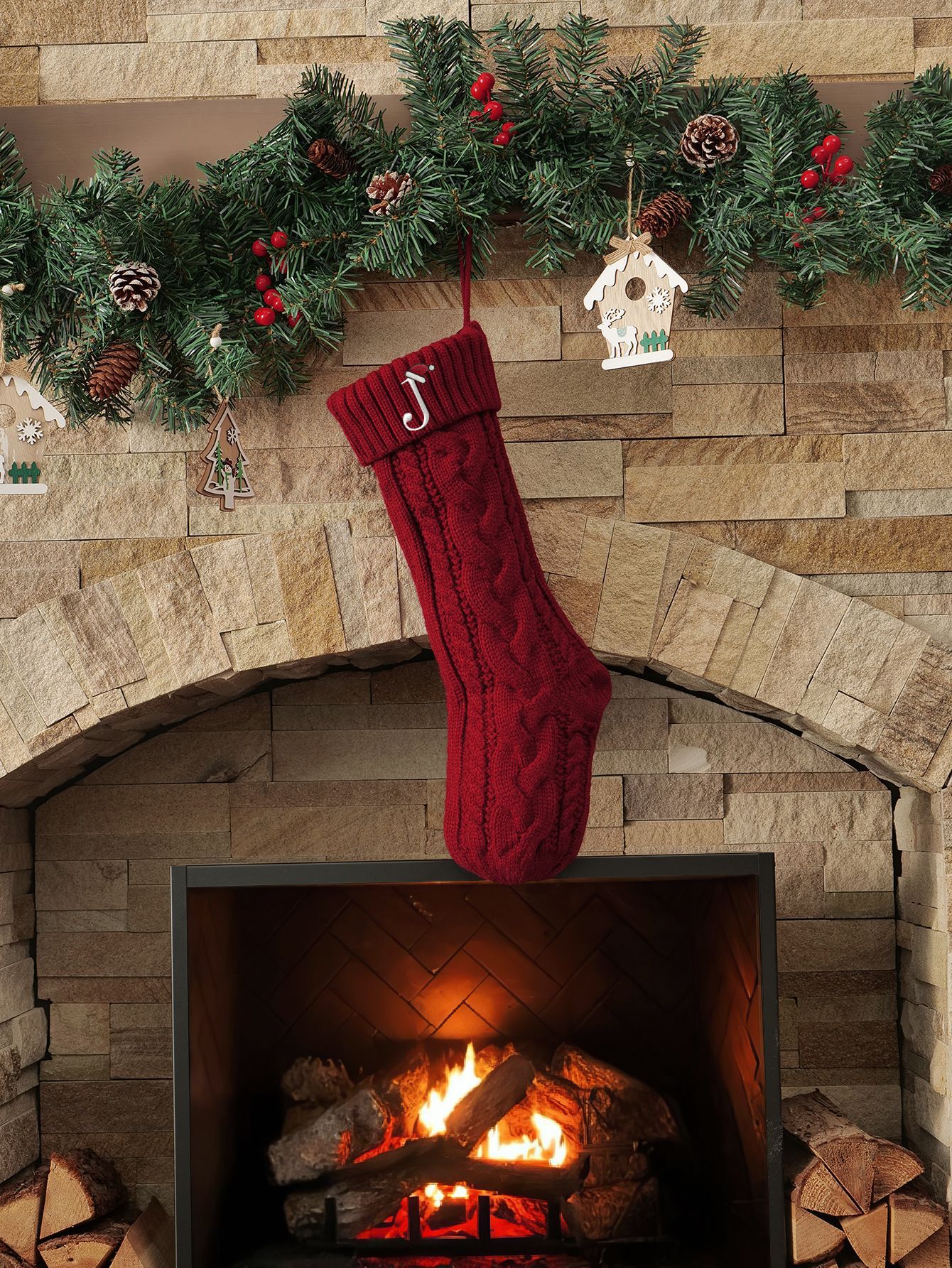 Amazon Europa y los Estados Unidos medias de Navidad personalizadas bordadas calcetines de letras de punto medias de regalo de Navidad colgantes fabricantes image 67