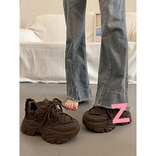 New Feet Thick-soled Torre Shoes Women's 2024 Joker Small Height Increase Casual sneaker Europe Station Autumn and Winter