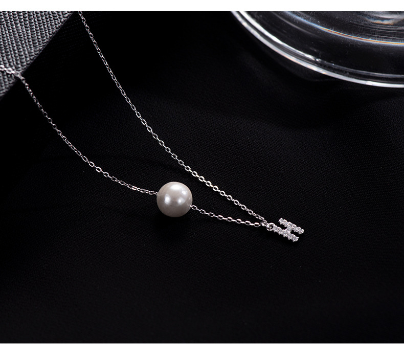1 Piece Quantity Daily Occasion 925 Sterling Silver Material 925 Sterling Silver Artificial Pearls Zircon Cable Chain Inlay Letter Necklace