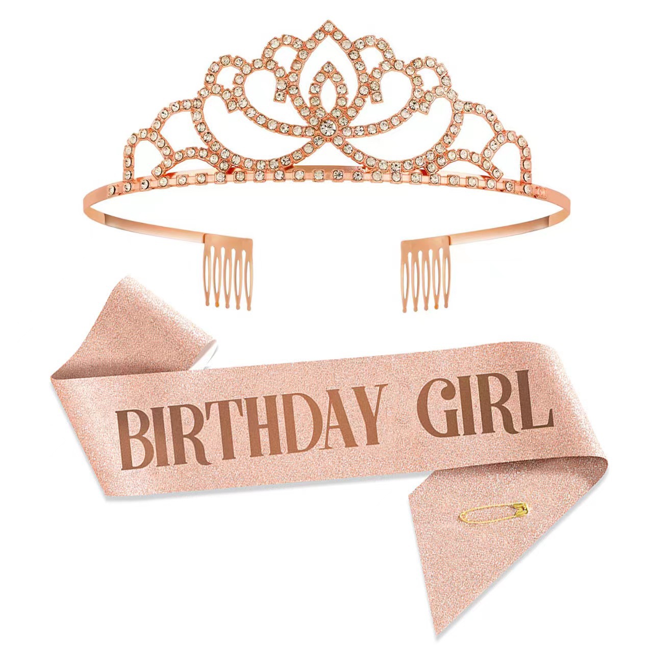 Carta europea y americana corona Feliz cumpleaños correa de hombro partido pelo corona traje diadema al por mayor