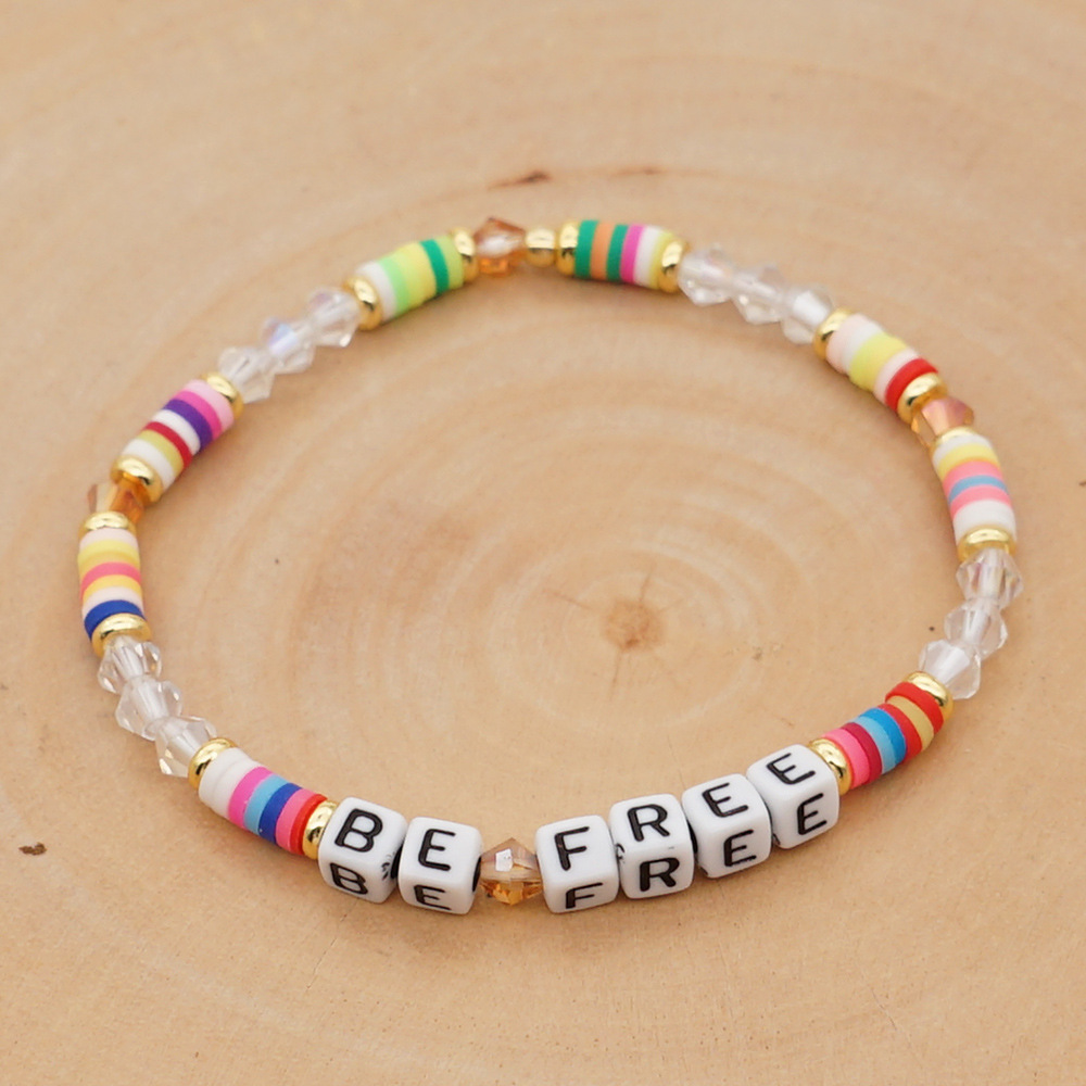 Bracelet En Cristal Simple Lettre Arc-en-ciel Bohême display picture 6