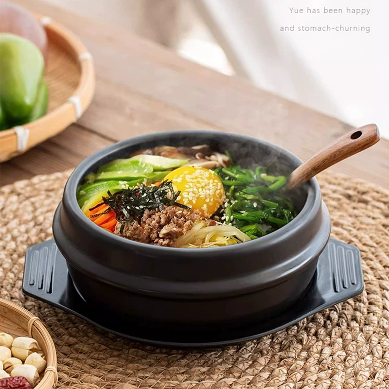 Korean stone pot bibimbap Специальный глиняный горшок для риса кимпаб, маленькая кушанка, рис, лапша, рагу, керамический желтый стейк куриный рис