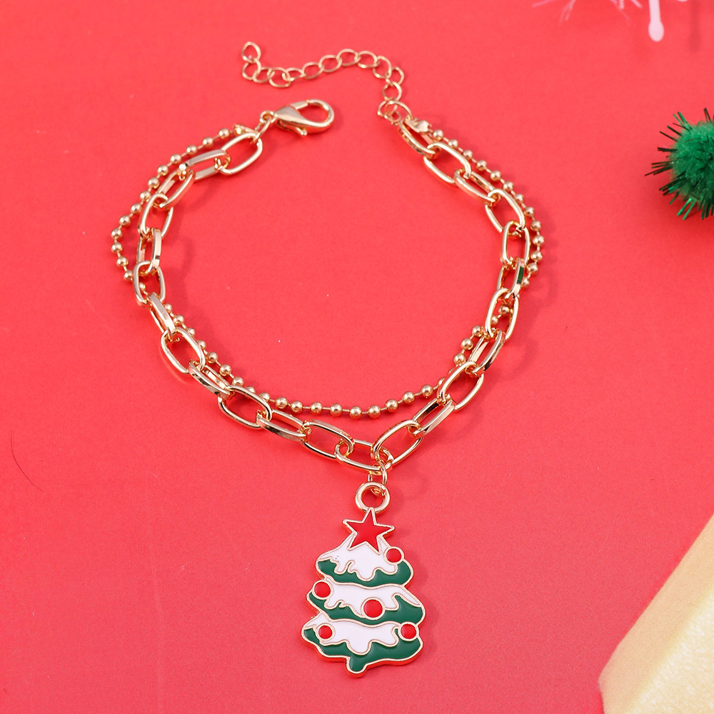 11g Weight Alloy Pendant Material Bracelets Classification Alloy Chain Material 1 Piece Quantity Holiday, Party Occasion Alloy Material Christmas Festival Christmas Tree, Santa Claus Pattern Women's Gender Enamel Design Cute, Simple Style Style Cute Simple Style Christmas Tree Santa Claus Alloy Chain & Link Bracelets Christmas Wholesale 35