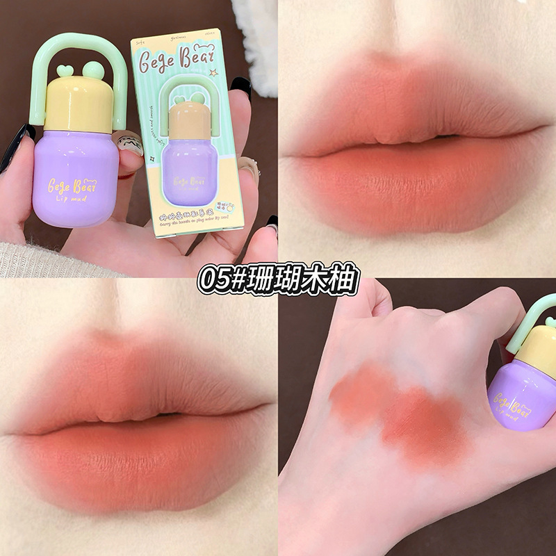 Gege Bear Glue Lip Color Lash Silky Matte White Lip Esmalte Soft Mist Lipstick Cross-Border Beauty