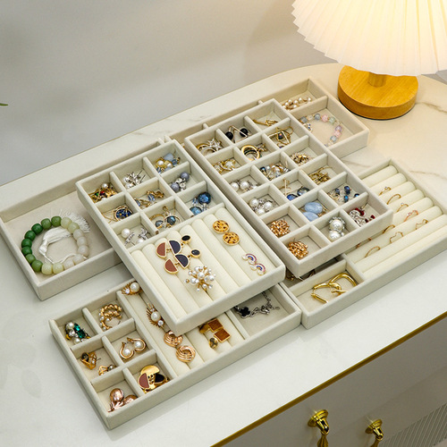 Drawer Divided Jewelry Box Decorative Divided Built-in Tray Dressing Table Earrings Studs Necklaces Rings Organizer 