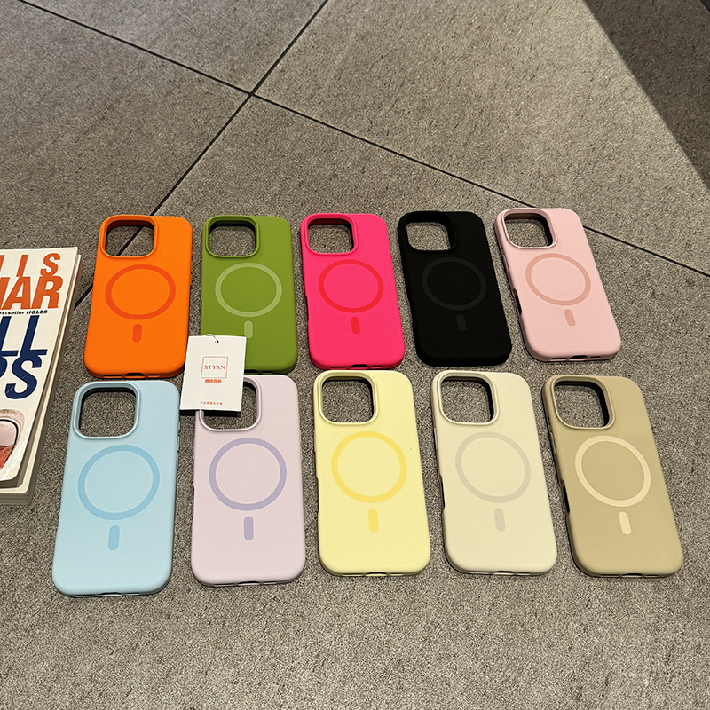 iphone16promax 携帯電話ケース液体レンズ保護 Apple 15Pro 強力な磁気携帯電話ケース ins スタイルソリッドカラー 14PM 落下防止保護ケースハイエンド 13Pro カップルケースに適しています|undefined