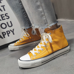 春季復刻高幫帆布鞋男女韓版情侶板鞋子ins潮百搭學生帆布鞋跨境