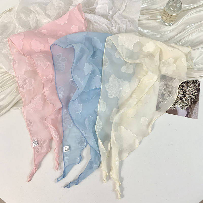 Pañuelo para el cabello pastoral femenino de verano nuevo estilo bufanda de seda sensación de alta calidad bufanda de flores bufanda triangular bufanda de cuello bufanda pequeña