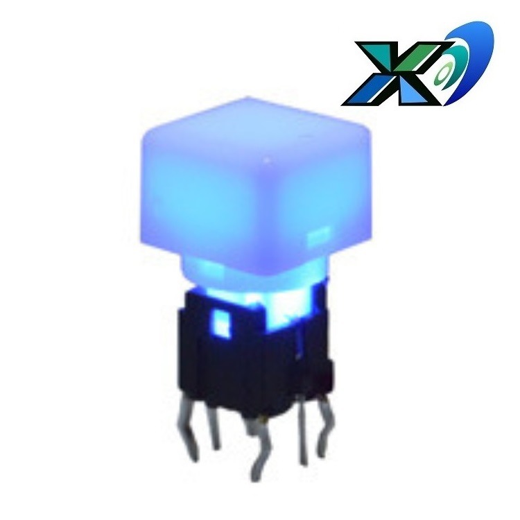 透明水晶按键复位开关LED   蓝色光按钮轻触开关带灯批发