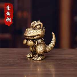 纯铜拳击阿贡小恐龙摆件创意手把件桌面茶桌茶宠儿童潮玩玩具装饰