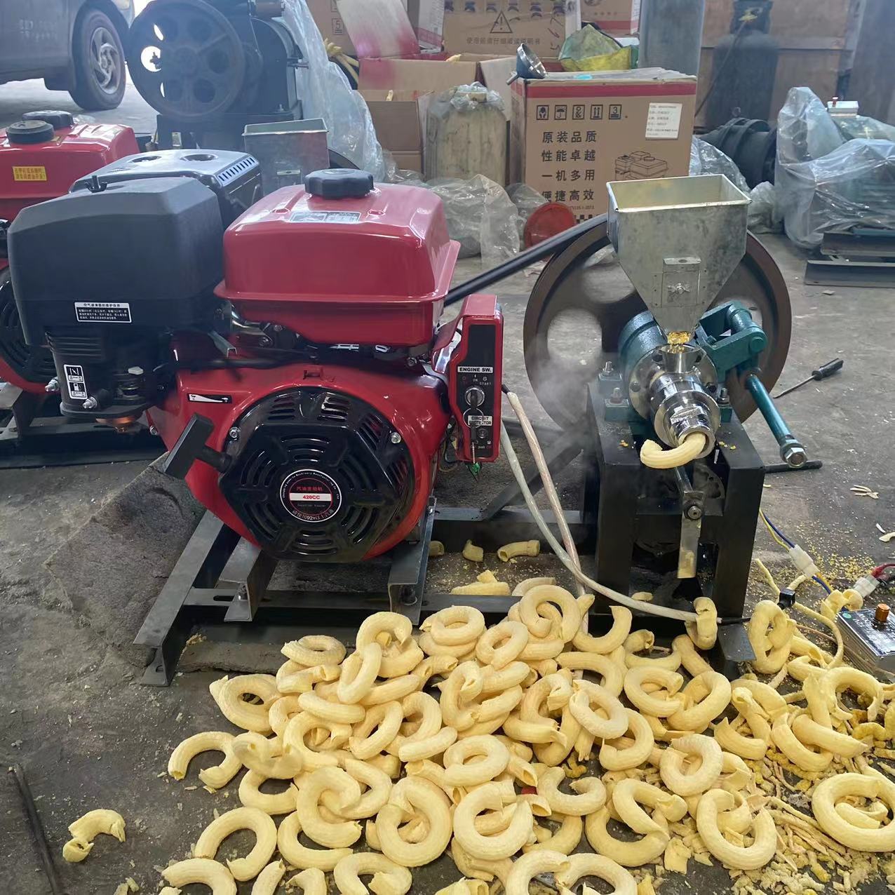汽油架式杂粮膨化机 柴油机五谷杂粮麻花卷组合机 双螺杆螺套