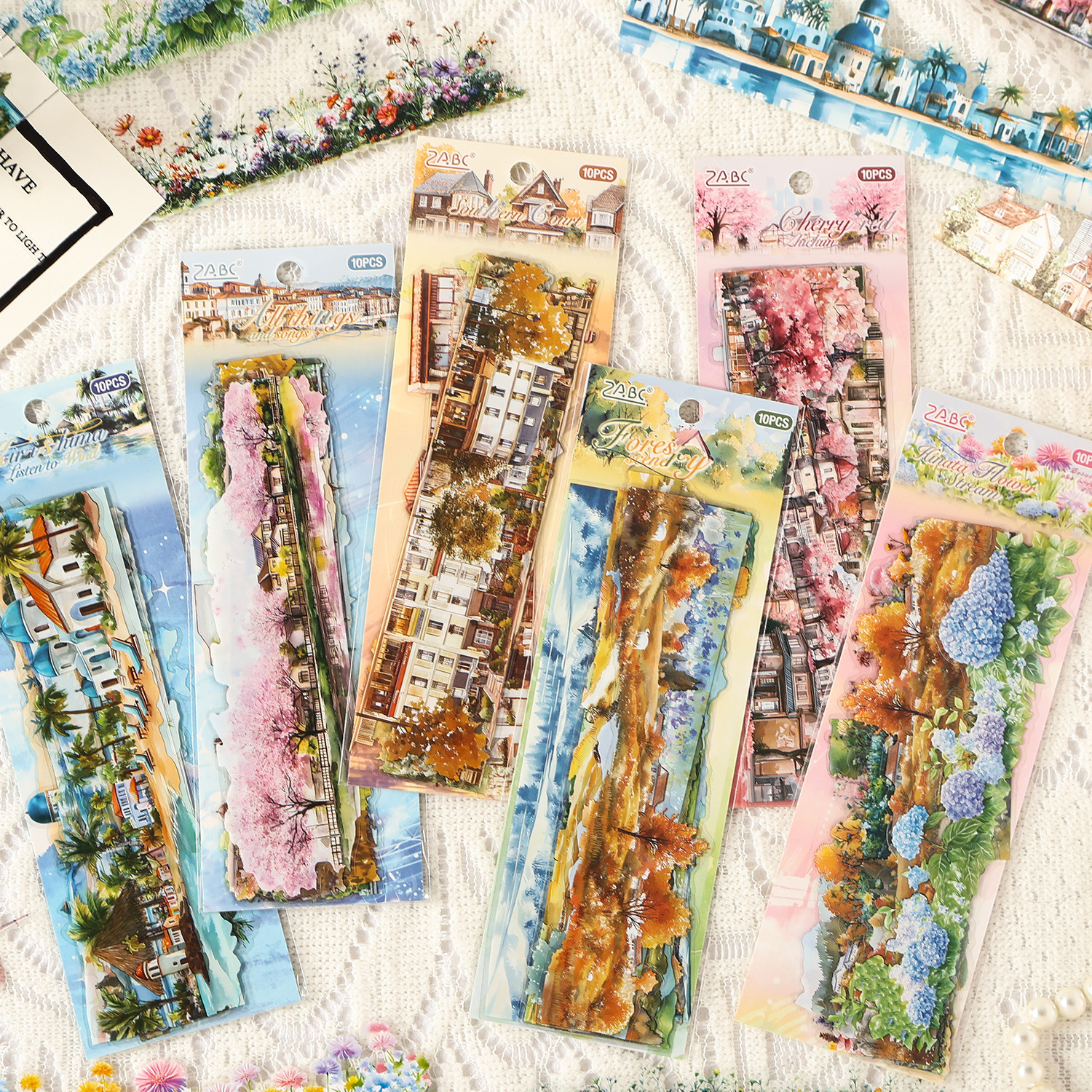 Serie Guilin Zhisi Pegatinas de paisajismo Pegatinas de bricolaje Material de decoración de cuentas a mano Collage 10 pegatinas de cuentas a mano transfronterizas