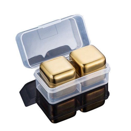Stainless steel golden ice cube set 304 ice tartar metal ice cubes factory one piece drop shipping Amazon wholesale
