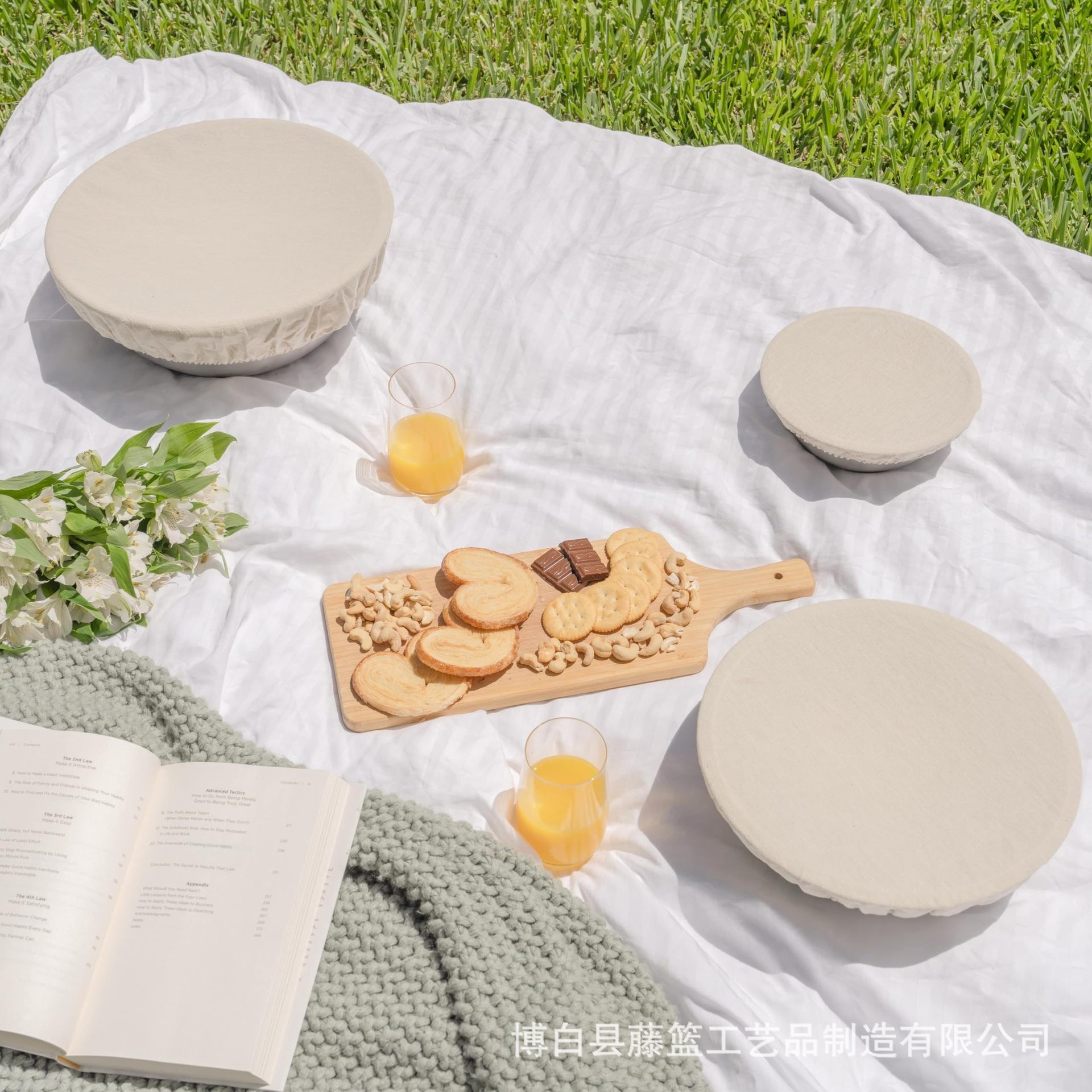 Cotton Fabric Bowl Cover Elastic Dustproof Breathable Bowl Cloth Lid for Bread Fermentation Reusable