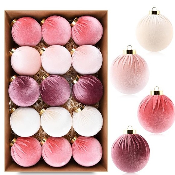 Amazon explosión 8cm / 15PCS bola de tela decoración de Navidad decoración de Navidad colgante al por mayor