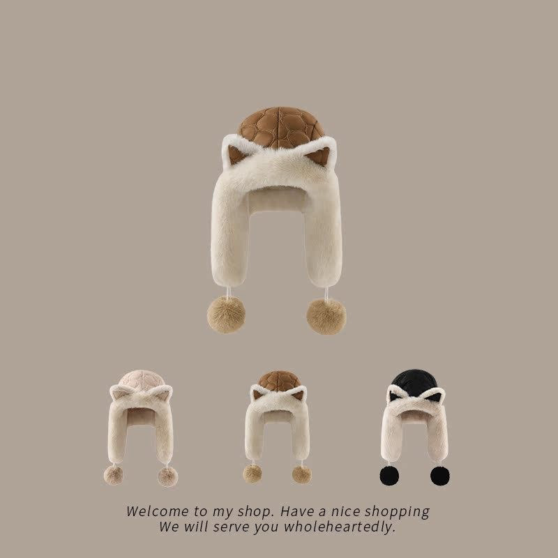 Bonita oreja de zorro, gorra de leifeng, gorra de invierno para mujeres, gorra de cabina caliente a prueba de viento y frío del noreste