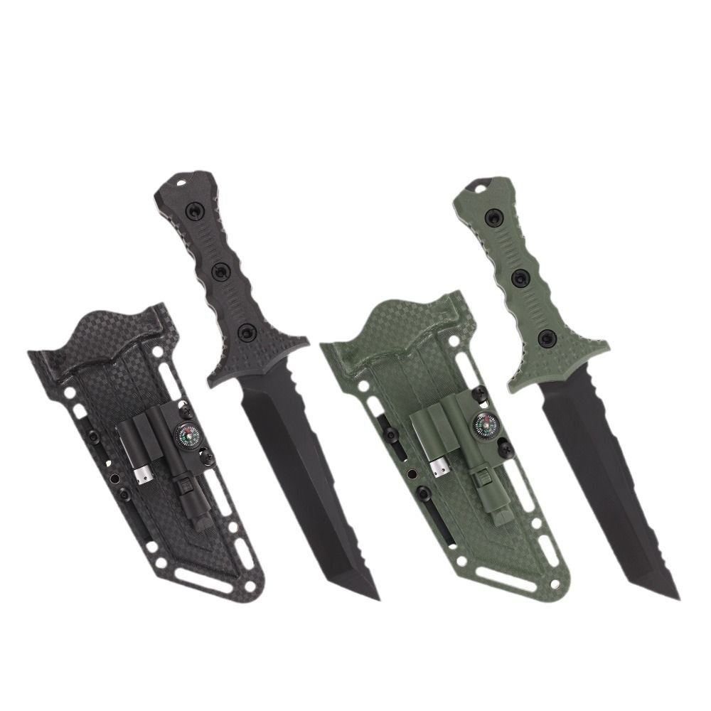 Cuchillo al aire libre cuchillo táctico cuchillo recto cuchillo de camping K-vaina cuchillo de defensa personal en el automóvil barra de magnesio linterna de acero inoxidable táctica defensa personal