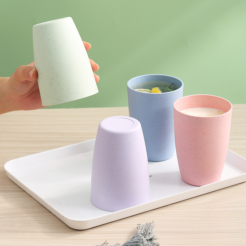 New wheat straw plastic PP water cup for household drinking water, big belly, large capacity, student wheat cup gift wholesale