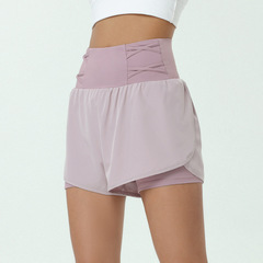 Cross-border summer two-piece athletic shorts for women, anti-transparency, running, training, fitness, marathon, Western-style high-waisted shorts