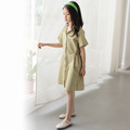 女童连衣裙2022夏季新款  女生裙子韩版收腰军绿色女孩公主裙洋气