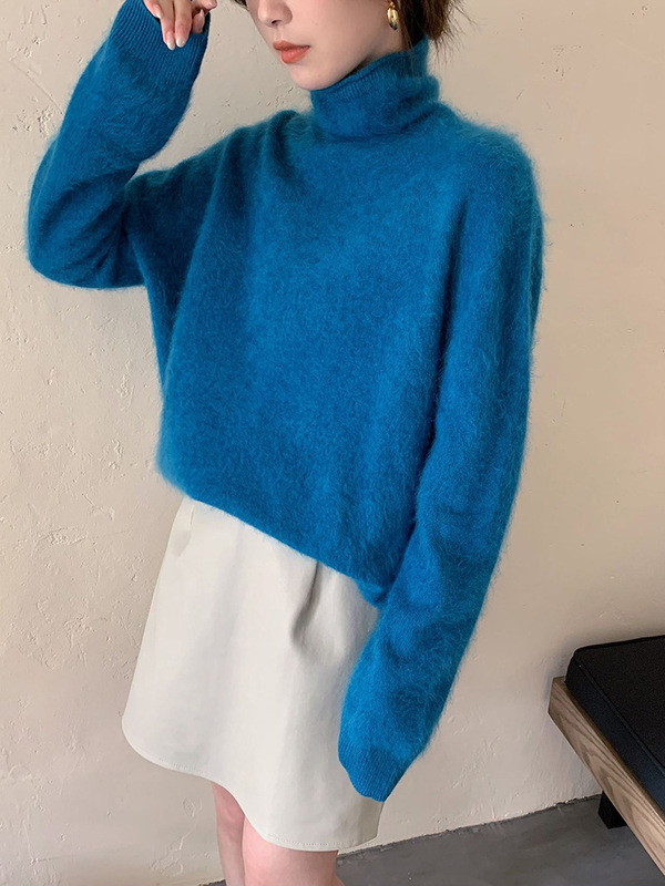 【奢品拉绒】Baby肌亲肤羊毛羊绒堆堆领针织衫女打底外穿秋冬毛衣|undefined