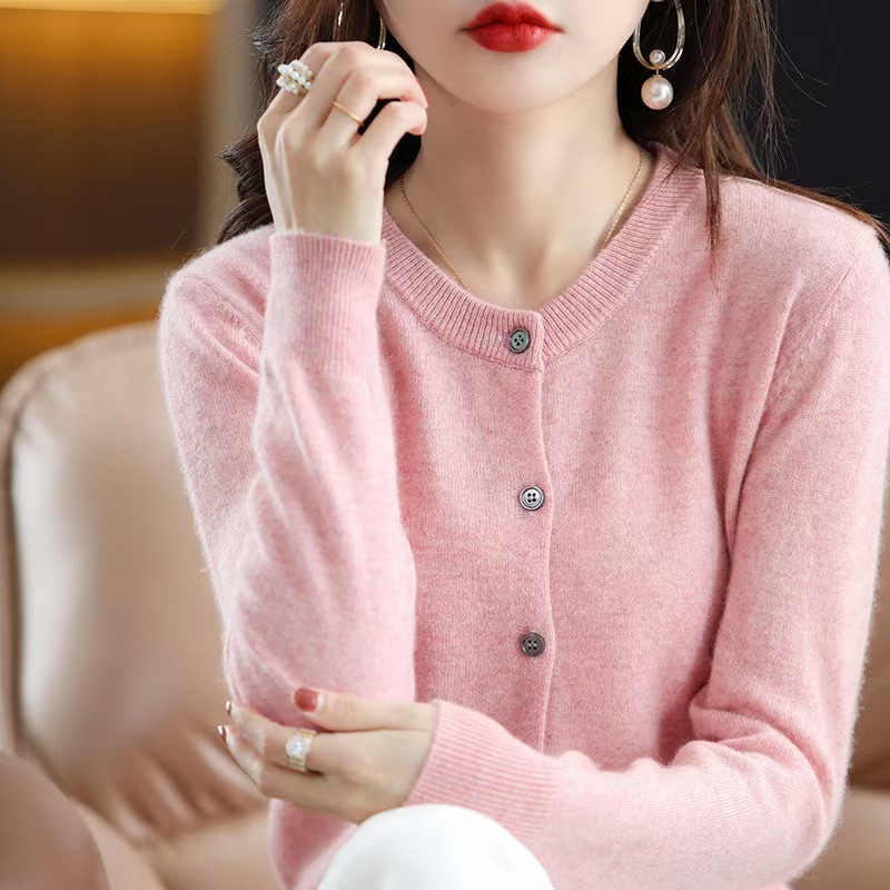 2025春秋新款圆领针织开衫女宽松显瘦毛衣时尚百搭短款上衣女外套|undefined