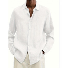 V 35643 V-neck Linen Long-sleeve V �����鳤�����羳�¿�ŷ��