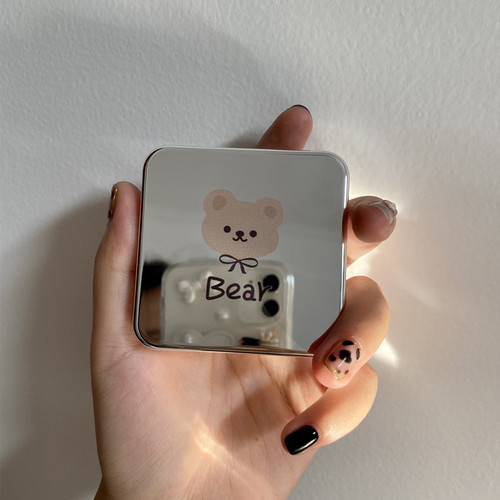ins Korean style simple contact lens box shiny electroplated bear cute companion care contact lens box portable wholesale