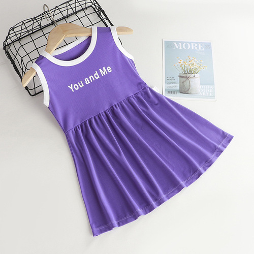  Summer New Girls Dress Children's Ice Silk Skirt Baby Korean Style Vest Dress Casual Children's Clothing Wholesale