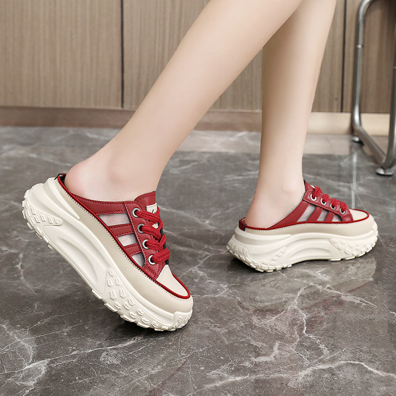 Q072 Nuevas pantuflas caladas para mujer, estilo veraniego, modernas, casuales, transpirables, con suela gruesa que aumenta la altura._voghion.com