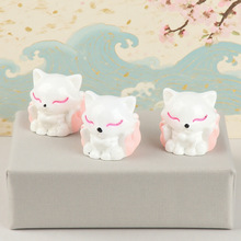 创意小狐狸公仔 凤九diy装饰品九尾狐迷你桌面车载微景观小摆件